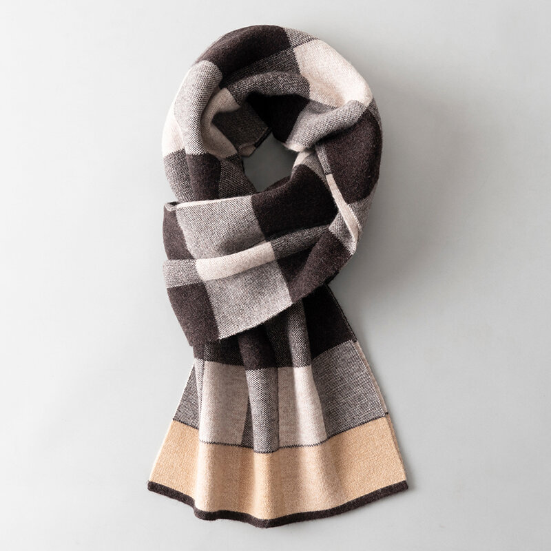 100% lana sciarpa invernale uomo Plaid sciarpe collo caldo classico Business Designer scialli avvolge Cashmere sciarpa lunga Foulard Hommes