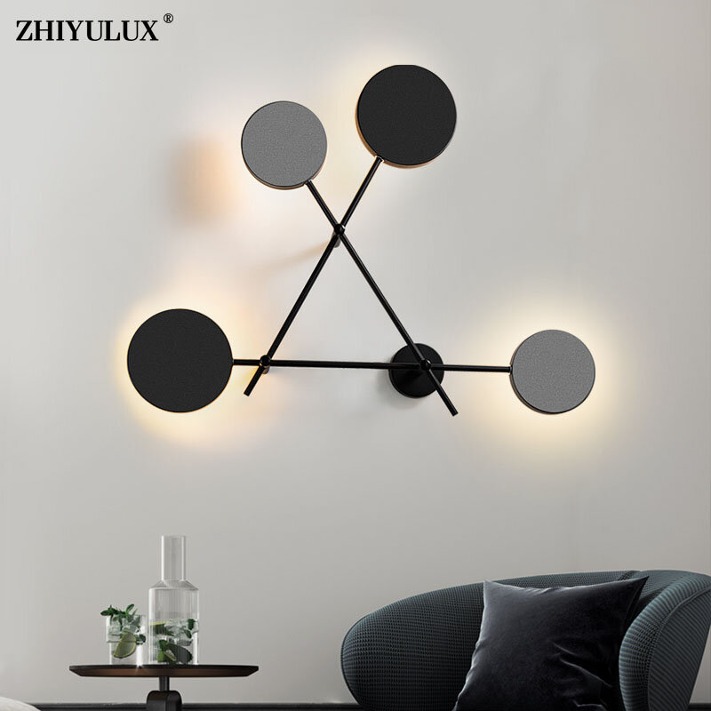 Lámpara de pared LED moderna para decoración de fondo de sala de estar, accesorios de iluminación interior, candelabros giratorios, luminaria de cabeza