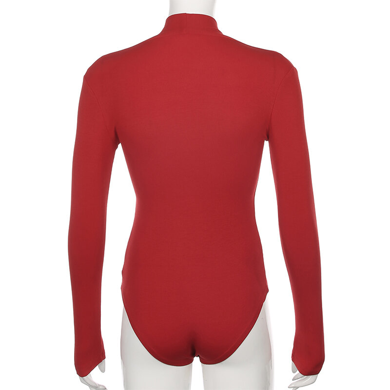 Darlingaga V 목 늑골이있는 Bodycon 긴 소매 Bodysuit 여성 몸 단단한 우연한 기본적인 봄 얇은 Bodysuits 숙녀 Jumpsuit 2020