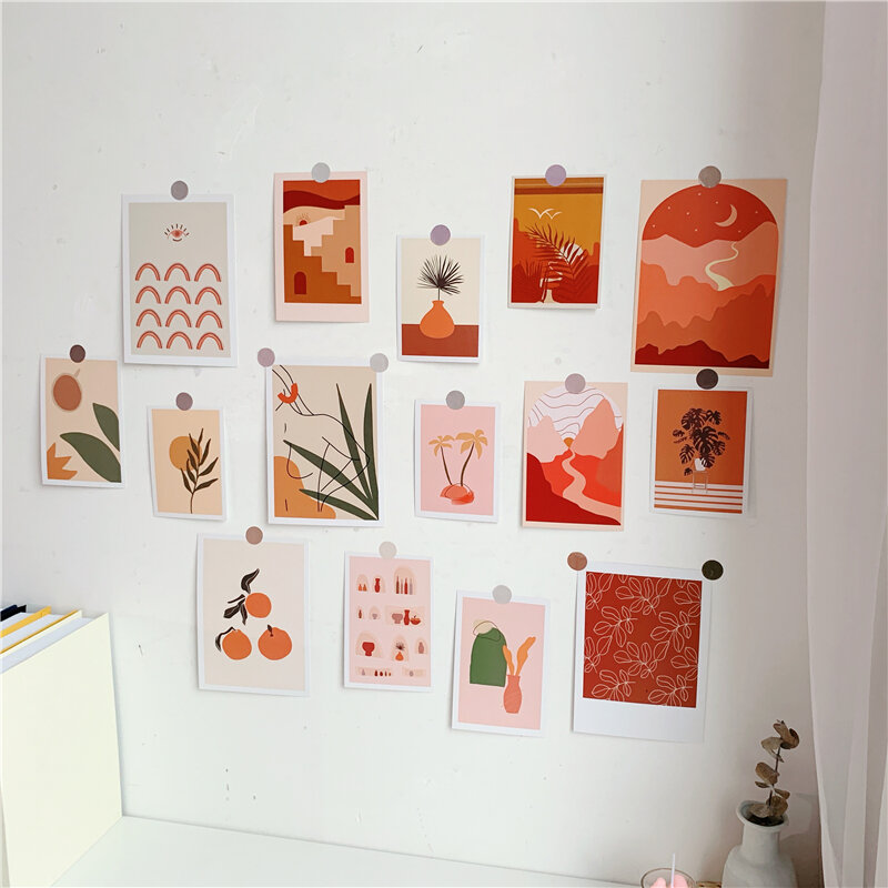 Ins kreatywna sztuka zmierzch botanika dekoracyjna karta 15 arkuszy pocztówka Diy tło kolokacja ścienna plakat naklejka kartki z życzeniami