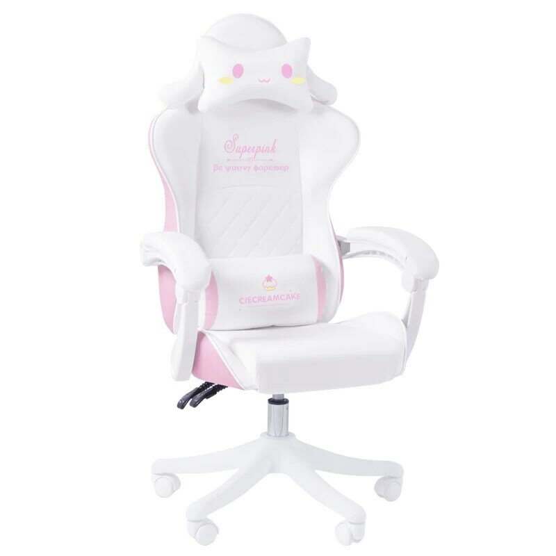 Cadeira giratória de jogos para meninas, carta rosa e branca, sala de estudo e computador, assento promocional, 2022