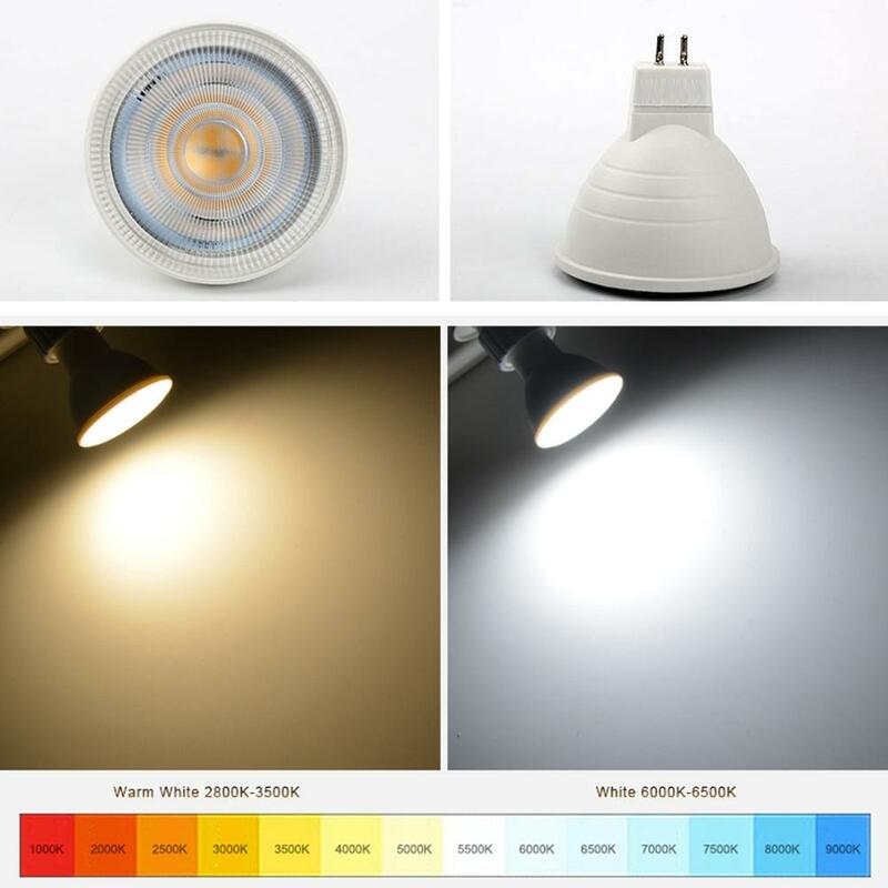Refletor de lâmpada LED regulável, lâmpada, GU10, 7W, 220V, MR16, chip COB, ângulo de feixe de 30 graus, casa, escritório, decoração, luz, 10pcs