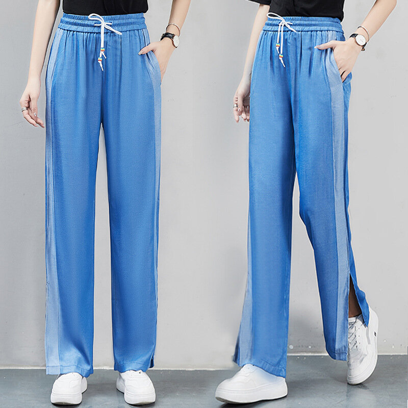 Pantalon d'été ample à jambes droites et larges, taille haute, nouvelle collection 2021