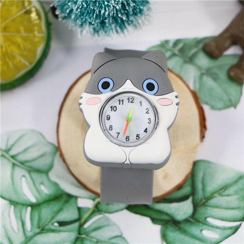 Reloj de cuarzo con dibujos animados en 3D para niños, pulsera de silicona con dibujo de animales, Tigre, Mono