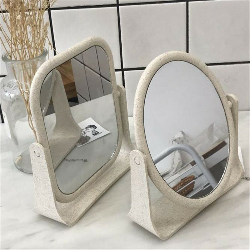 Portable Mirror Double-sided Simple Spin Assembly Desktop Makeup Mirror Cosmetic Espelho de maquiagem 30#