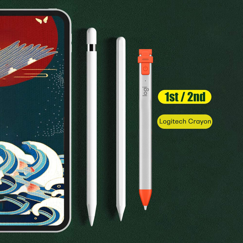 Peilinc-Dicas de lápis para Apple iPad, ponta de lápis macia de camada dupla para iPad, Stylus Nib branco e preto, Logitech Crayon, 1st 2nd