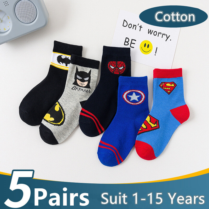 5 paires/lot coton enfants chaussettes respirant dessin animé mode bébé garçons filles chaussettes pour 1-15 ans