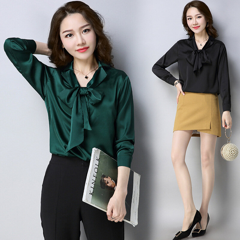 2020 New Blouse Long Sleeve Womens Blouse Turn Down Collar Office Shirt Tunic Casual Loose Tops