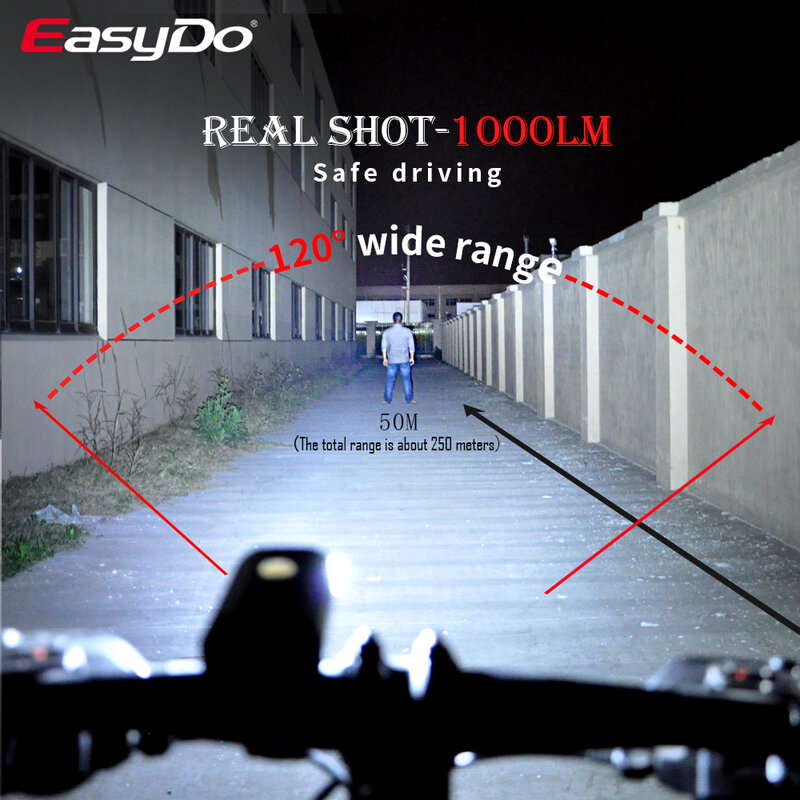 Easydo-LED自転車懐中電灯,フロントライトとリアライト,ロードサイクリング用の無料ライト,自転車アクセサリー