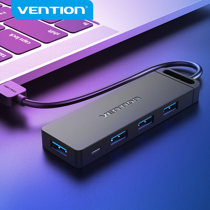 Vention-Adaptador Multi Splitter para PC, USB 3.0, USB 2.0, 4 Portas, Velocidade com Micro USB, Porta de carregamento, Laptop