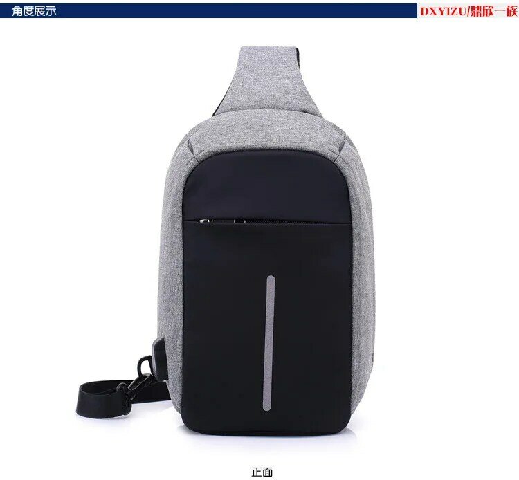 Nowa wodoodporna jazda na zewnątrz antykradzieżowa męska torba na klatkę piersiowa USB ładowanie wielowarstwowa przekątna torba do przechowywania z warstwową konstrukcją torba