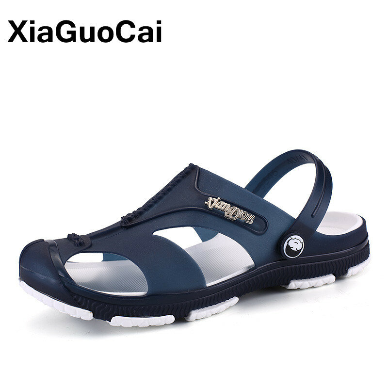 2021 Summer Men's Slippers Clogs Slip-On Garden Shoes Breathable Man Sandals Plus Size Male Beach Shoes Flip Flops Quick Dry