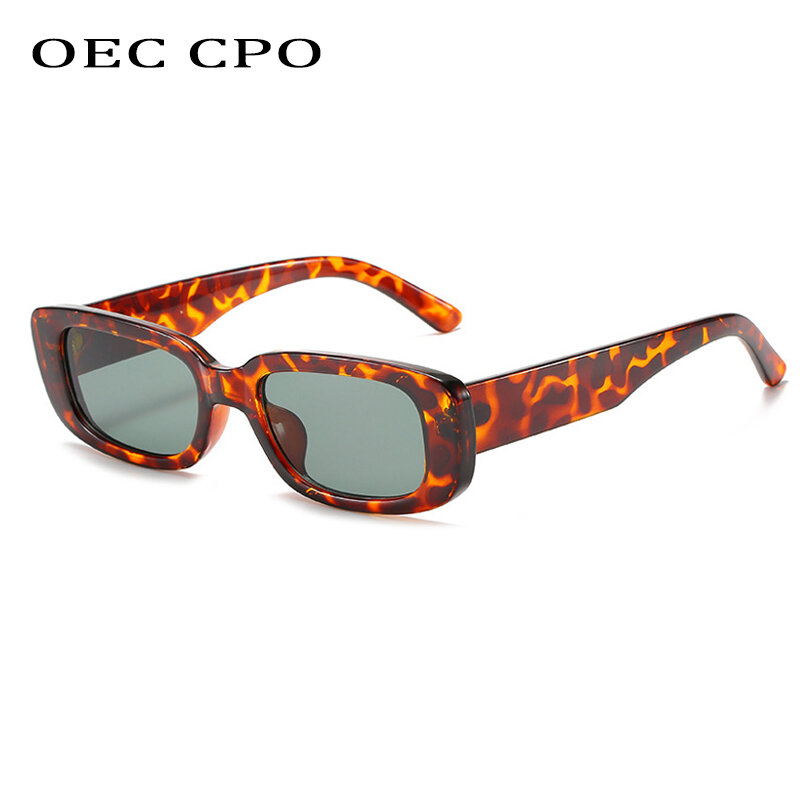 Oec cpo-女性用プラスチックフレーム付きサングラス,小さな四角いメガネ,オレンジのグラデーション,トレンディなブランド,UV400
