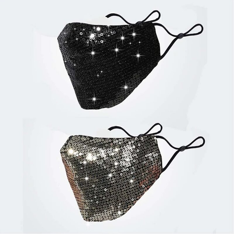 Face Cover Masks Fashion Sequin Cotton Keep Warm anti-haze Masks Shining Party unisex Breathable Mouth Respirator Washable