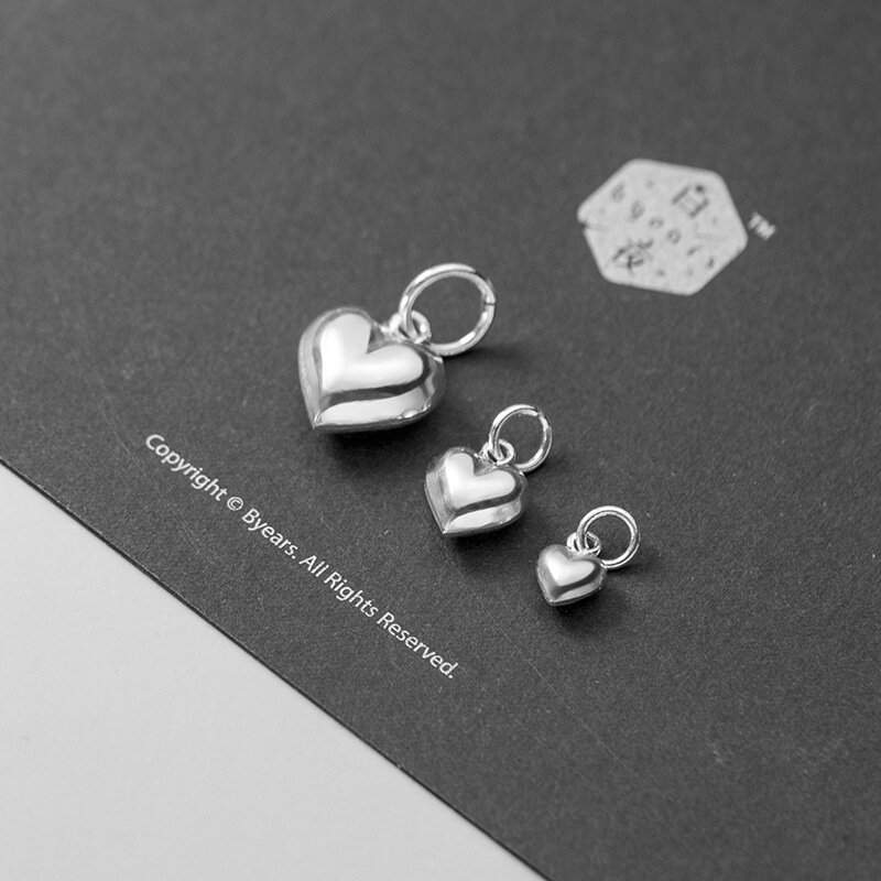 حلية من الفضة الإسترليني على شكل قلب للنساء ، دلايات ، 925 فضة استرلينية ، تصميم بسيط ، حب ، 3 مقاسات ، زخرفة فاخرة ، قلادة فضية ، DIY