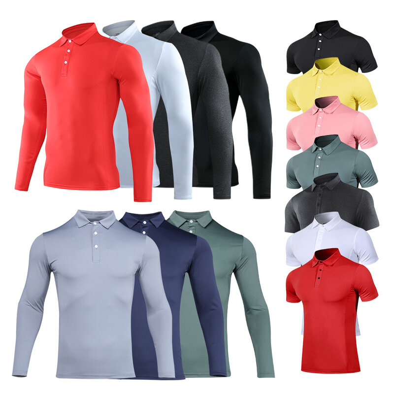 Pakaian Golf Pria, Kemeja Polo Lengan Panjang, Cepat Kering, Kaus Lengan Pendek, Pakaian Golf Olahraga Luar Ruangan, Kemeja Golf Sejuk