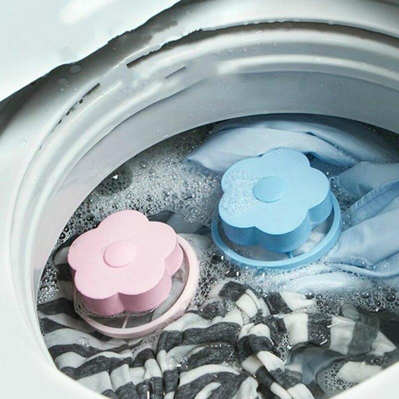 1Pcs 플로팅 세탁 공 세탁 공 세탁 세탁 그물 가방 파편 필터 핑크 블루 세탁기 청소 헤어 필터