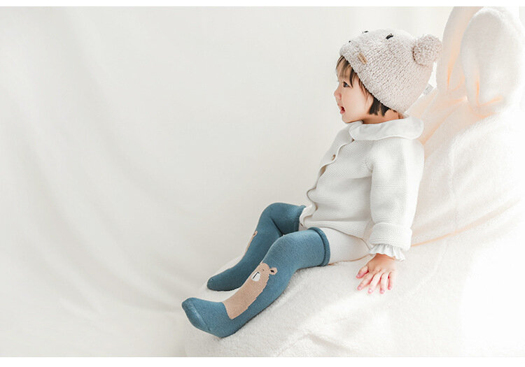 Chaussettes épaisses en coton pur pour nouveau-né, longues et douces, avec des motifs de dessin animé, pour bébé fille
