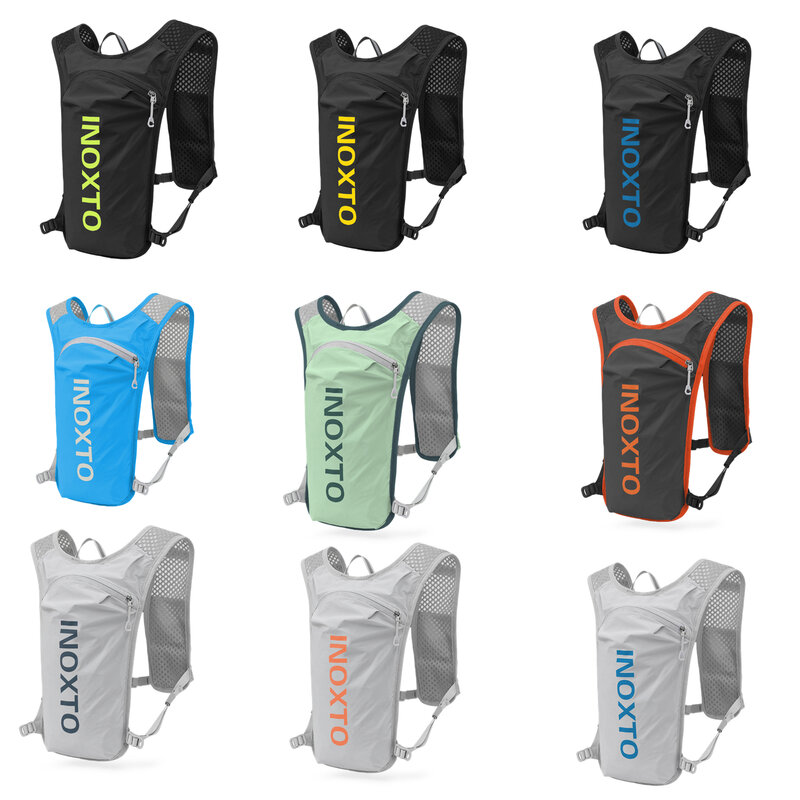 INOXTO-mochila impermeable para correr, chaleco de hidratación ultraligero de 5L, bolsa de cuero para bicicleta de montaña, bolsa de gimnasio transpirable, bolsa de agua de 1,5l