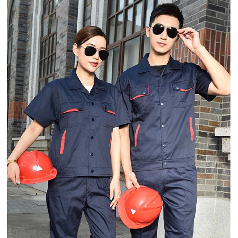 Vêtements de travail d'été fins et respirants pour hommes et femmes, uniforme de travail, veste et pantalon durables pour réparation automobile, combinaisons de travail d'atelier