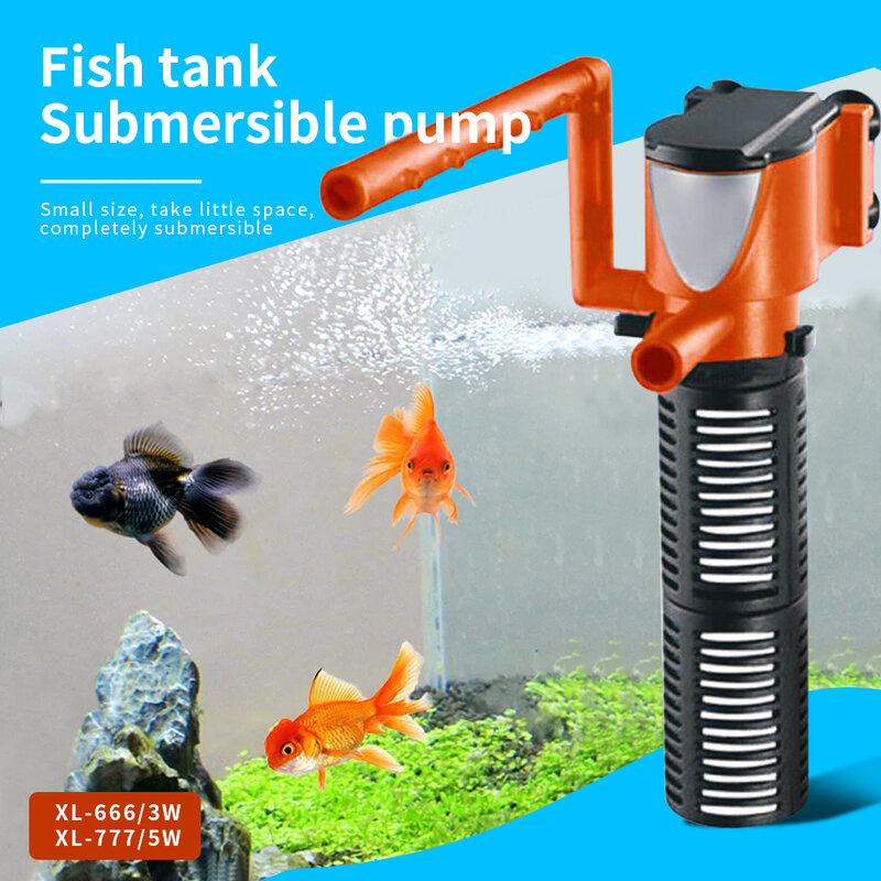 Mini Filtro de acuario 3 en 1 3W 5W filtro interno acuario bombas de agua sumergibles de oxígeno para tanque de peces estanque acuario filtros
