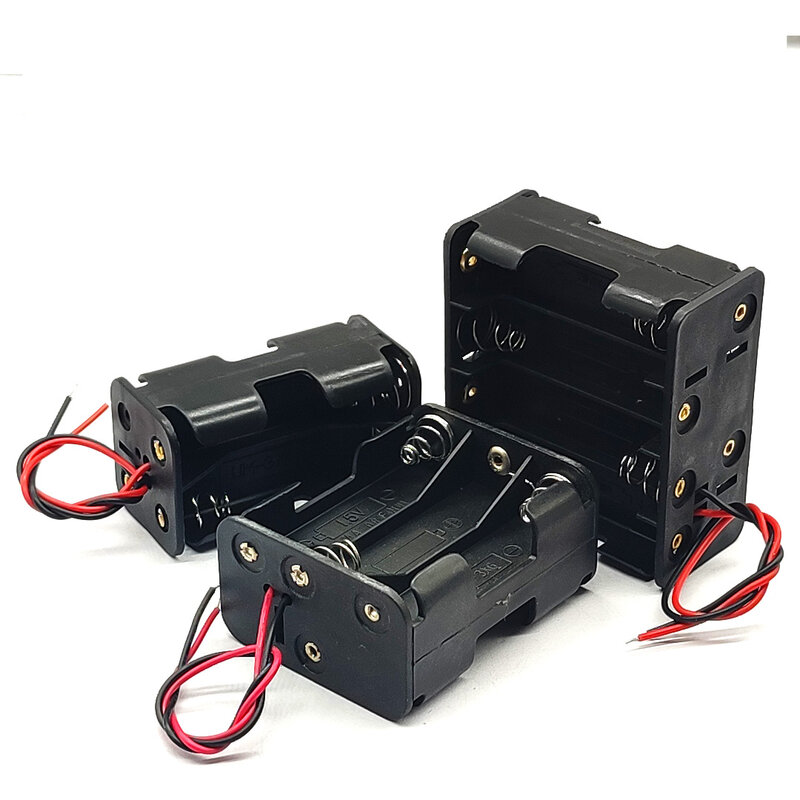 Aa Batterij Case Double Side Lente Plastic Batterij Box Back-To-Back Met Lijn 2/4/6/8 Slot Aa Batterij Houder 3V/6V/9V/12V