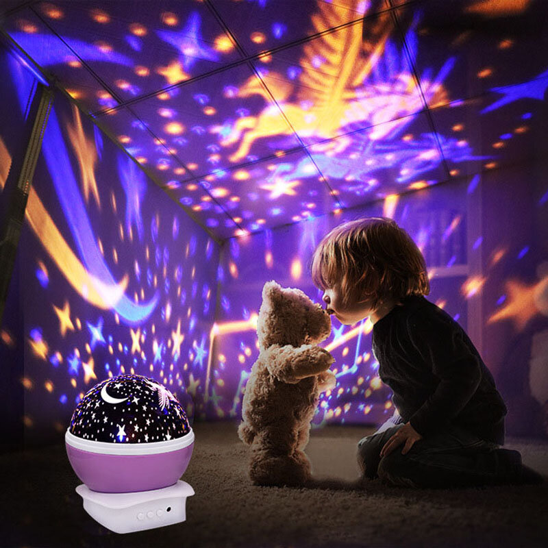 Novedad creativa juguetes luminosos cielo estrellado romántico proyector de luz de noche LED batería luz de noche USB juguetes de cumpleaños para niños