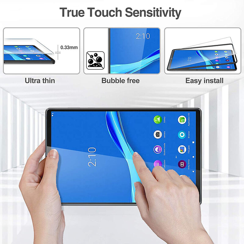 Protetor de tela de vidro temperado para tablet, 2 peças, capa para lenovo tab m10, visual/visual, cobertura completa, filme de tela