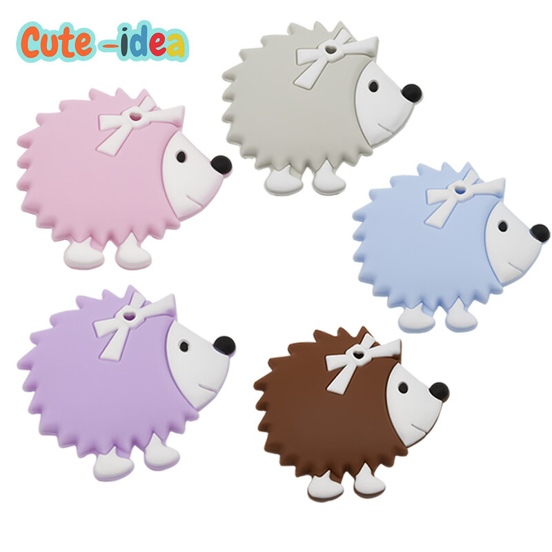 Cute-idea 1pc Hedgehog Silicone Teether Animal Cartoon Baby Teether Infant Teething Necklace DIY Pacifier Chain Accessories