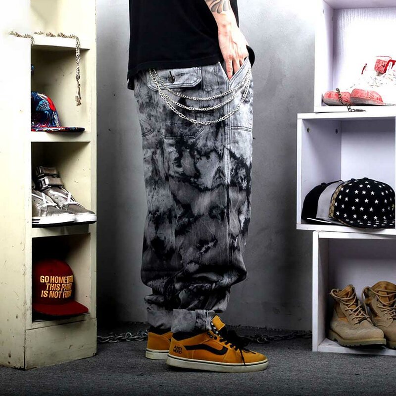 New Fashion Camouflage Jeans Men Casual Denim Pants Straight Loose Baggy Trousers Streetwear Men Clothing Plus Size Jeans