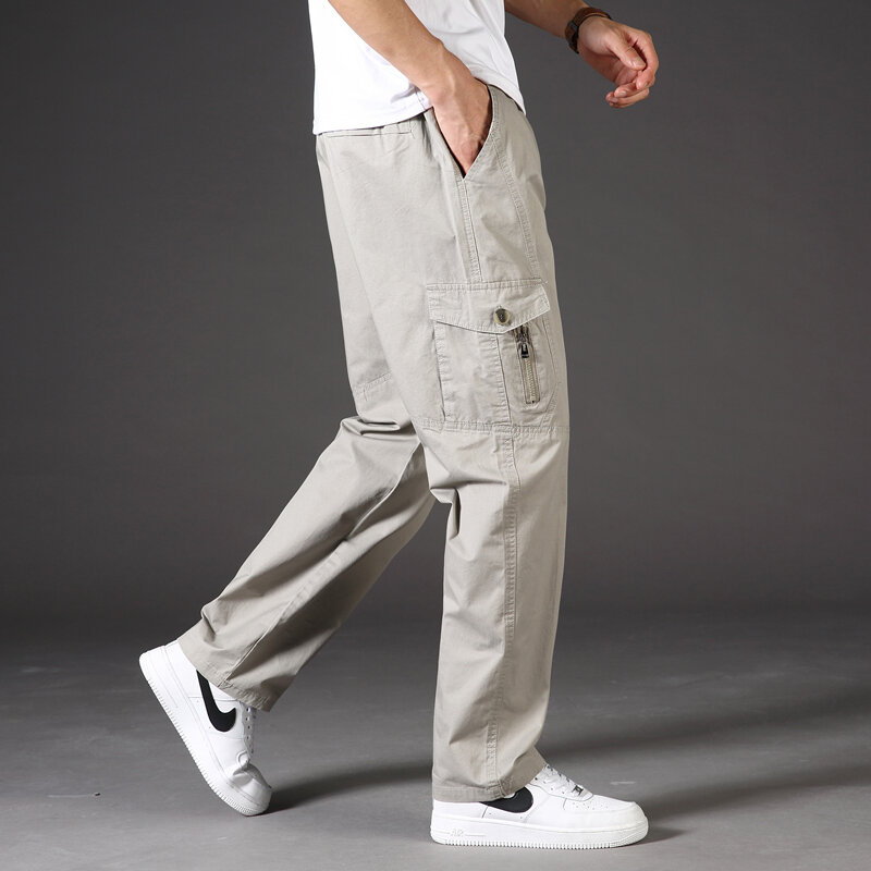 Kombinezony męskie spodnie Casual z wieloma kieszeniami wiosna jesień Jogging odzież do pracy odporne luźny, typu Oversize wygodny krój spodnie