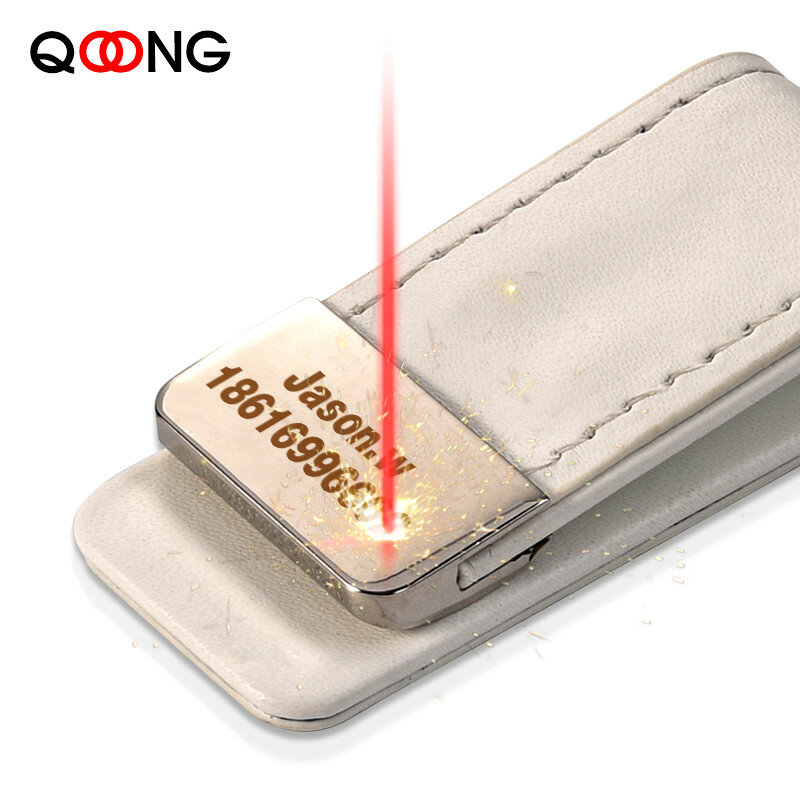 Qoong suporte de dinheiro com garra, bolsa de couro portátil fino com clip para dinheiro, de bolso, suporte de dinheiro