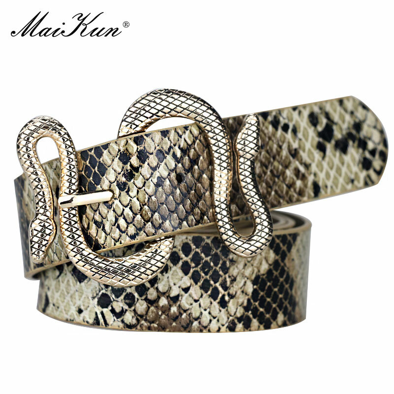 Maikun – ceinture en cuir PU pour femmes, avec boucle ardillon en forme de serpent, de haute qualité
