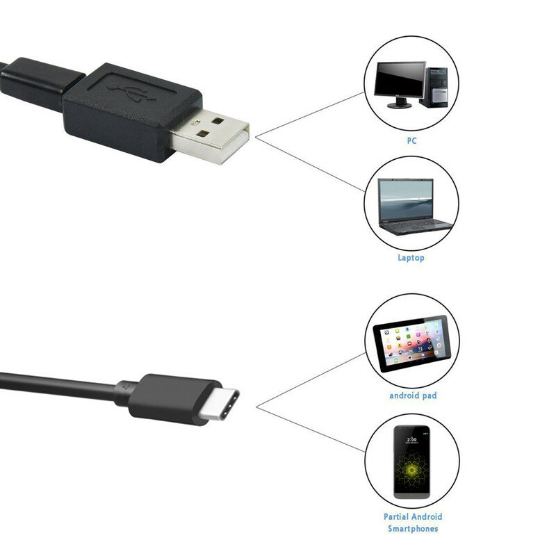 Cámara endoscópica USB tipo C de 7,0mm, boroscopio de inspección de serpiente Flexible, con 6LED ajustables, Android, PC, 2m, novedad