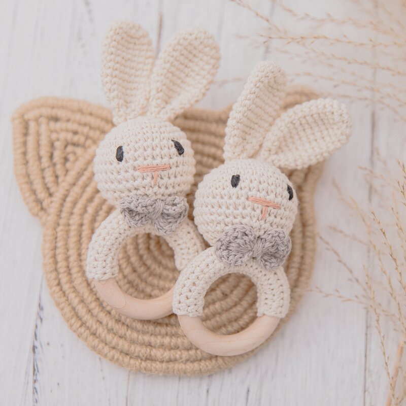 Baby Rattle โครเชต์ Amigurumi Bunny Rattle Bell เด็กแรกเกิดถัก Gym ของเล่นเพื่อการศึกษา Teether เด็กทารก Rattle ของเล่น0-12เดือน