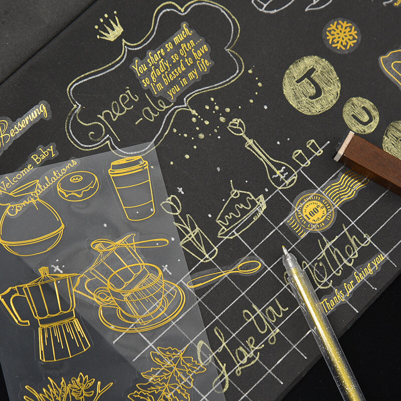 Nuevo creativo de dibujos animados DIY bronceado cuenta mano pegatinas vida diaria mejor deseo cercanas pegatina Kawaii negocios hogar Retro Etiqueta de oro