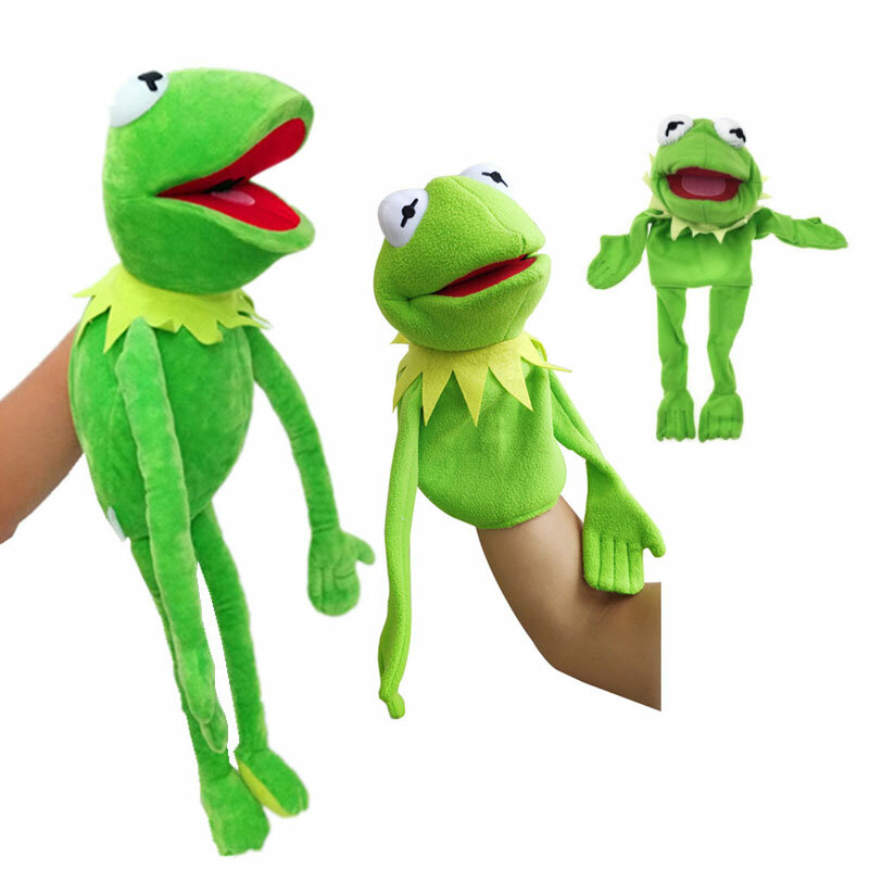 Kermit o sapo fantoche o muppet mostrar brinquedo de pelúcia mão fantoche 40cm crianças brinquedos educativos