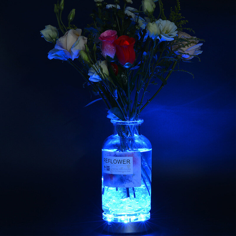 4 zoll 10cm LED Licht Basis Anzeigen Stand Display Platte mit fernbedienung vase leuchter hochzeit mittelstücke Kristall Glas kunst