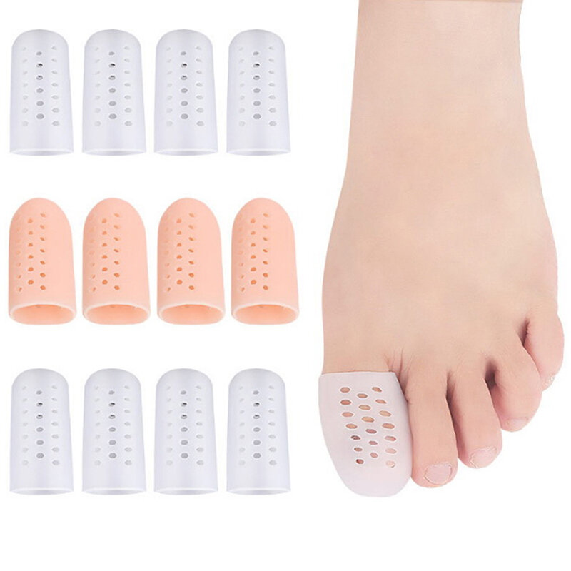 Protetor de dedo de silicone respirável, tubo com furos para calos, separadores de dedos dos pés blister, 1 par