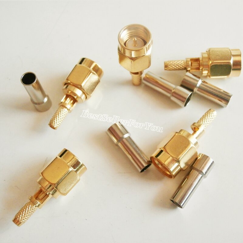 5Pcs SMA ชายปลั๊กหน้าต่าง CRIMP RG174 RG316 LMR100 สายเชื่อมต่อตรง