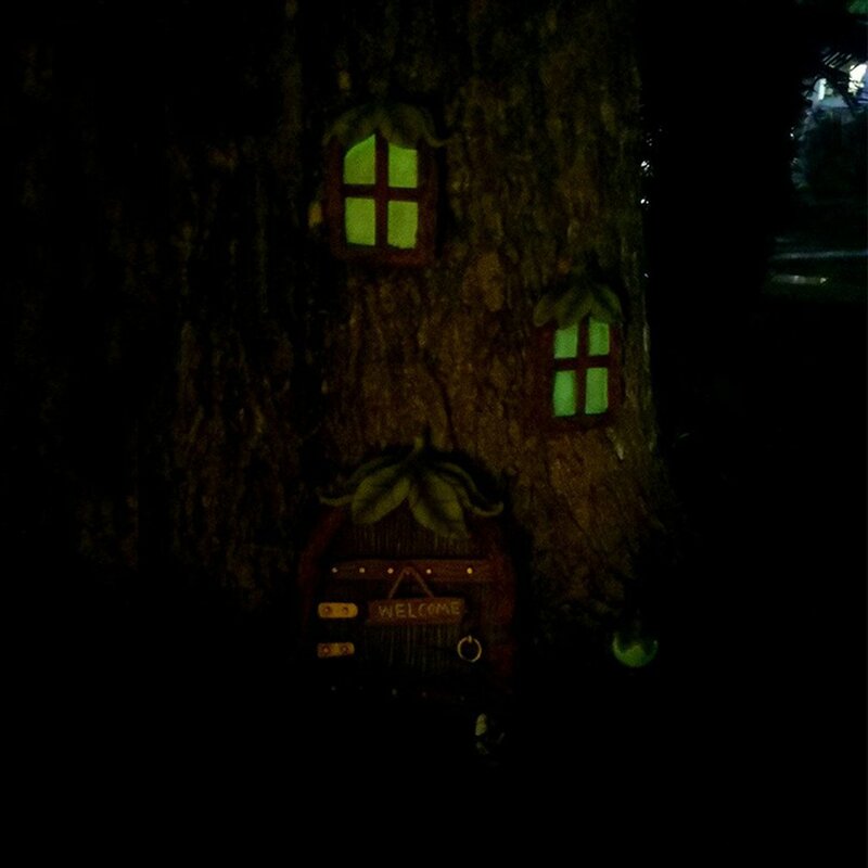 Fairy Garden ตกแต่งเครื่องประดับเรืองแสงใน Dark เรซิ่น Miniature ประตูหน้าต่าง Street สถานะไฟสำหรับ Garden