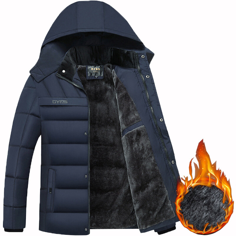 2024 nowa moda zimowy płaszcz z kapturem mężczyzn gruba ciepła męska kurtka zimowa wiatroszczelna Parka prezent dla ojca męża