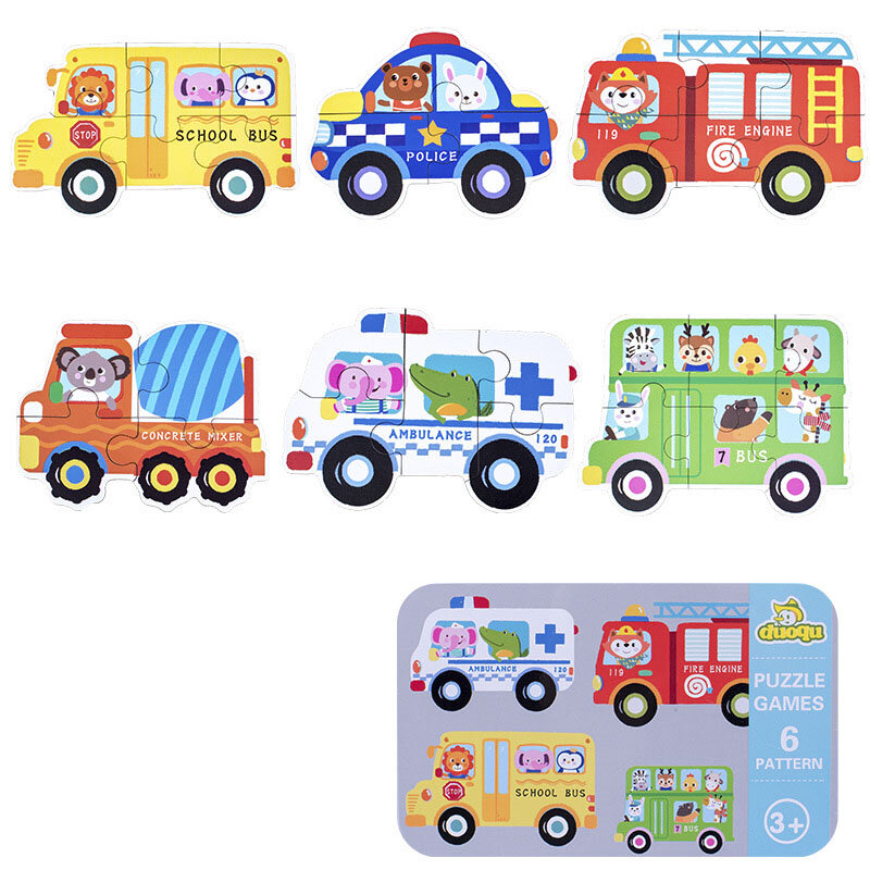 Baby Puzzel Montessori Educatief Speelgoed Hout 3d Puzzel Games Ijzeren Kist Kinderen Puzzels Legpuzzels Voor Kinderen 2 3 4 Jaar