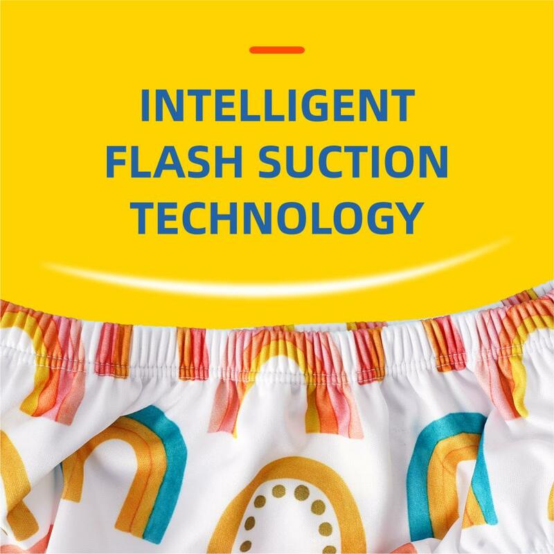 Happyflute-pantalones de natación suaves para niños, cubierta de pañal de tela transpirable reutilizable, 3 tamaños
