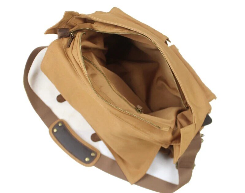 New Fashion Vintage Leather Canvas Men's Messenger Bag Cotton Canvas Crossbody Bag Men Shoulder Bag Sling Casual Bag Leisure