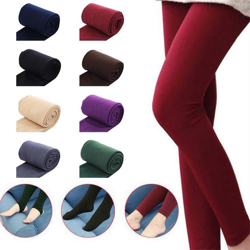 50% Penjualan Panas!!! Legging Pantyhose Wanita Musim Gugur Warna Polos Elastis Bulu Domba Dipotong Hangat