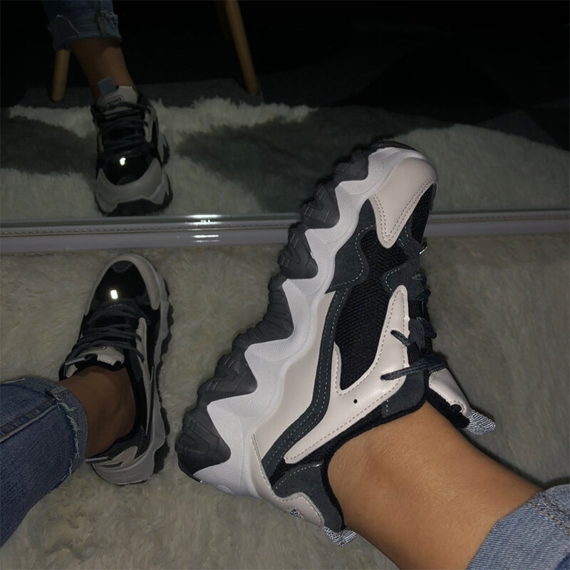 Zapatillas de deporte gruesas para mujer MCCKLE 2020 zapatos de papá informales con cordones para mujer plataforma de malla para mujer cómodos zapatos de moda para caminar para señoras nuevos