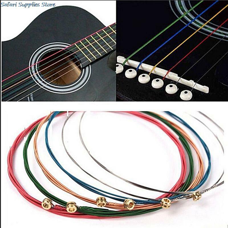 Cuerdas de guitarra de colores arcoíris, 6 piezas, E-A para guitarra acústica folclórica clásica, piezas de guitarra multicolor, 1 Juego