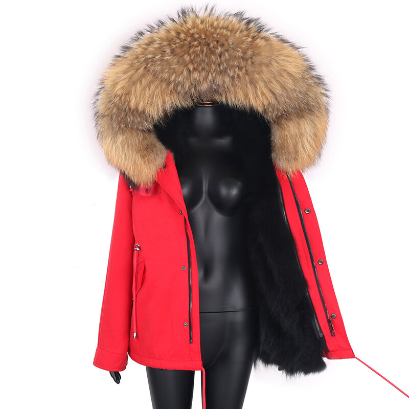 2021 giacca invernale donna vera pelliccia di volpe cappotto corto impermeabile Parka pelliccia di procione naturale capispalla cappuccio Streetwear staccabile