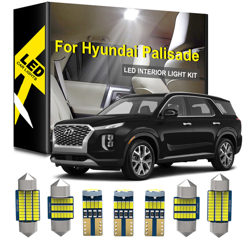 KAMMURI-luz LED para Interior de coche, 5 piezas, para Hyundai Palisade 2019, 2020, 2021, 2022, Canbus, guantera para maletero, Kit de luz para matrícula